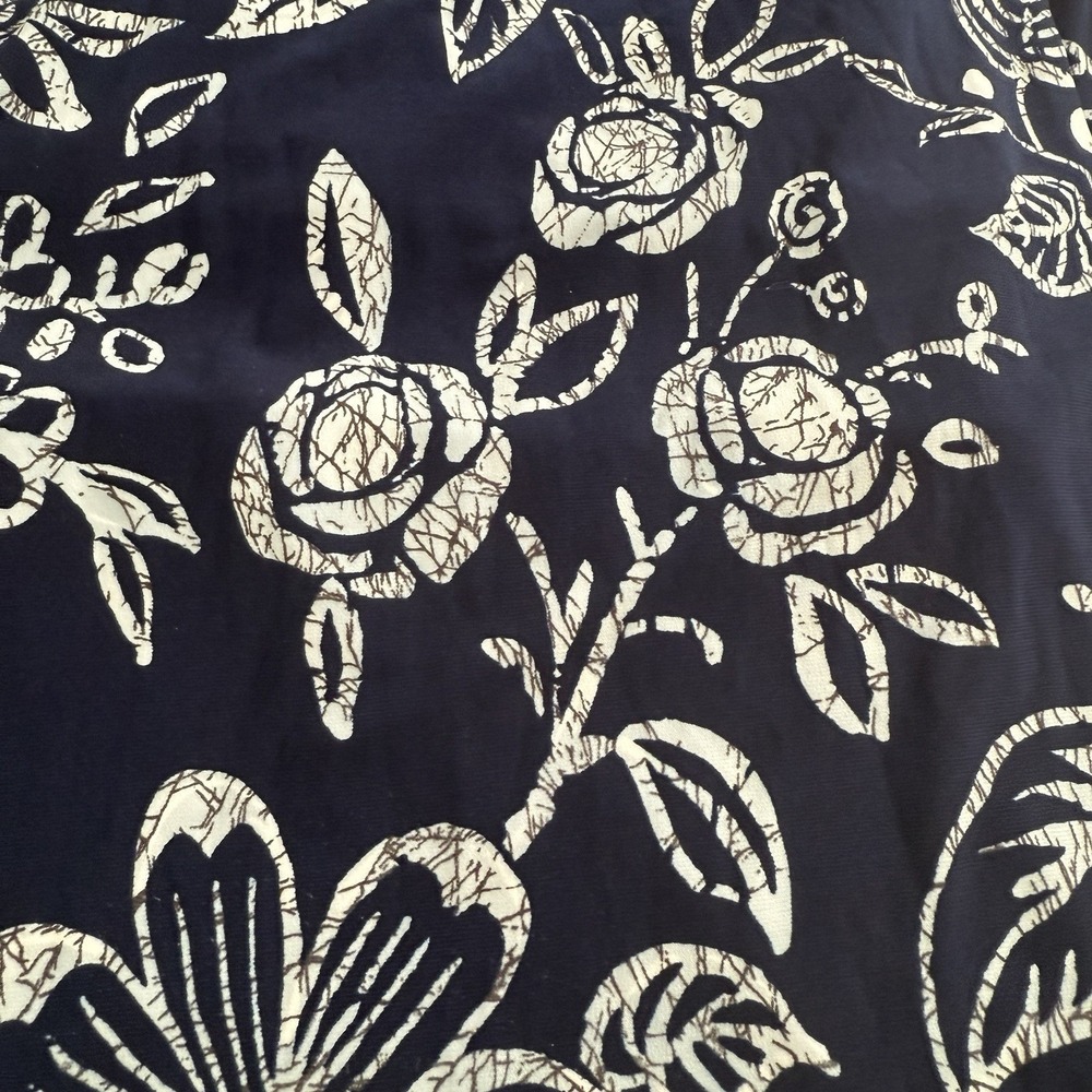 Chaps Maxi Dress Womens Large Navy Blue Floral Faux Wrap V-Neck Sleeveless - Picture 9 of 11